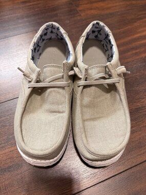 Eddie Bauer Ladies Surrey Canvas Lace Up Loafer Size 10 Sage Green